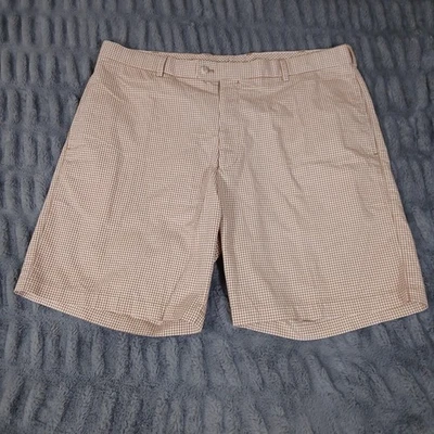 Peter Millar Mens Size 40 Shorts Brown Gingham Checkered Cotton Golf Casual - Image 1 of 4