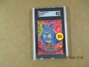 1999 Topps Pokemon# 31 Nidoking Blue Logo foil SGC 8 - Picture 1 of 2