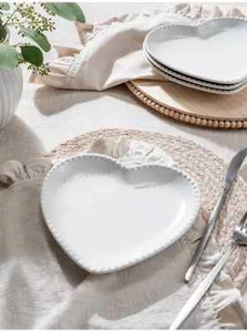 Stacey Solomon White Beaded Heart Side Plate 20.5 x 16.5 x Set Of 4 Brand New - Picture 1 of 4