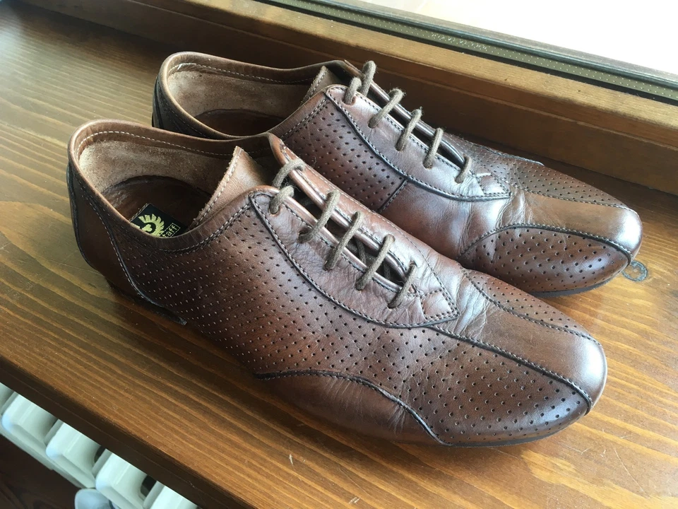 BELSTAFF Leather Driving Shoes Ventilated Lace Up Scarpe Basse Stringate Pelle Foto 1 de 4