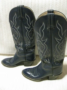 HONDO LADIES NAVY BLUE COWBOY BOOTS, SIZE 5 C, WESTERN BOOTS, EXCELLENT COND - Picture 1 of 18