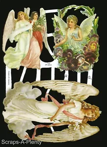 German Victorian Style Embossed Scrap Die Cut - Easter Christmas Angels EF7099 - Picture 1 of 1