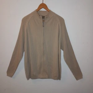 Haggar Cotton Zip Up Cardigan Jumper Beige XL - Picture 1 of 10