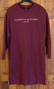 Women's NEW Tommy Hilfiger Long Sleeve Red Cotton Sweatshirt Dress - S - Picture 1 of 8