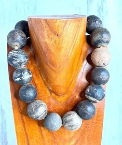 Vintage African Jumbo Large Rustic Clay Beaded Necklace - Picture 1 of 8