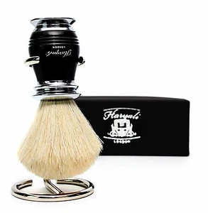 Pure White Hair Shaving Brush For Men With Stainless Steel Handle in Black Color - Picture 1 of 4