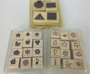 Lot Stampin Up Wood Mount Stamps Shapes Mini Medleys Bitty Bolds EXCELLENT - Picture 1 of 7