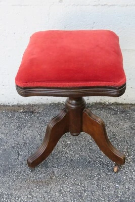 Taburete de piano ajustable victoriano de finales de 1800 otomano 5564 Foto 1 de 4