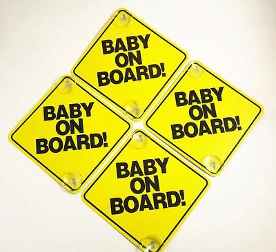 Lote de 4 señales de advertencia ventosa ventana seguridad coche o camión bebé a bordo 6x6" Foto 1 de 2