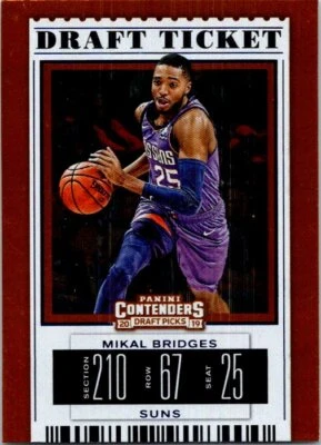 2019 Panini Contenders Draft Picks #42 Mikal Bridges Draft Ticket Blue Foil - Image 1 of 2