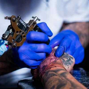 100 4m Indigo ELECTRA BLUE Nitrile Tattoo Exam Gloves Lat, Powder Free S M L XL - Picture 1 of 12