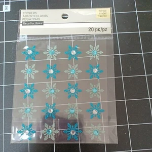 PEGATINA DE ÁLBUM DE RECORTES Tormenta de copos de nieve de invierno 20pc glitter party azul turquesa - Imagen 1 de 2
