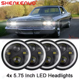 For Dodge Monaco 1965-1976 5.75" Round LED Headlights Hi/Lo Beam Angle Eyes 4PCS - Foto 1 di 12