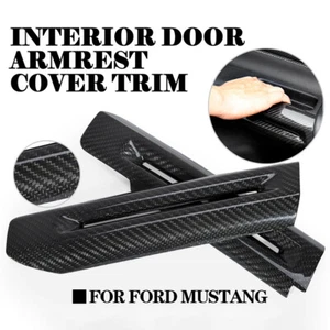 For Ford Mustang 2015-2022 Carbon Fiber Interior Door Armrest Decor Cover Trim - Picture 1 of 9