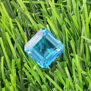 9.54 Ct Flawless AAA Santa Maria Aquamarine Square Cut Lab Grown Loose Gemstone - Picture 1 of 8