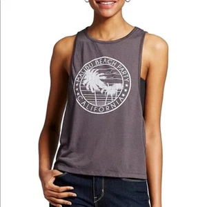 LOL Vintage "Malibu Beach Party" CA Graphic Muscle Tee Women's Size M New Grey - Picture 1 of 4