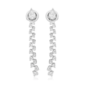1.83 Ct Real SI/H Pear Diamond Dangle Earrings Christmas Gift 18k White Gold - Picture 1 of 11