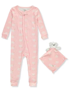 Sleep On It Baby Girls' 2-Piece Coveralls With Security Blanket Set Color: pink - Picture 1 of 1