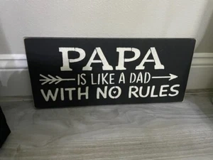 Brand New Man Cave Wood Sign Wall Papa Fathers Day Tools Gift Dads Garage Rules - Picture 1 of 2