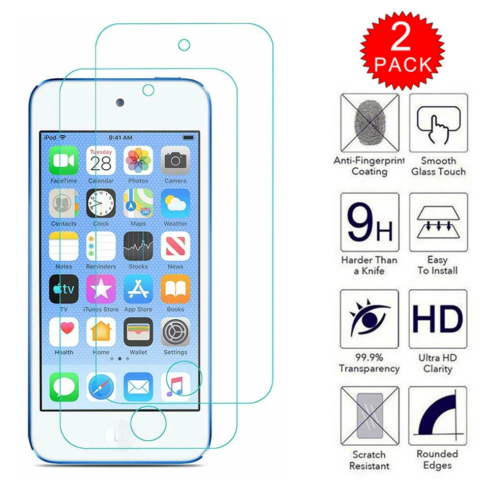 2 X Tempered Glass Screen Protector for iPod iPod Touch 5th 6th 7th Gen - Image 1 of 1
