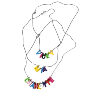 COLLAR PERSONALIZADO CUALQUIER NOMBRE, Letra de Metal, Cadena de Plata para niños/niños - Imagen 1 de 5