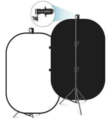 NEEWER 5x7 pies Chromakey Telón de fondo negro Telón de fondo blanco 2 en 1 con soporte Foto 1 de 4