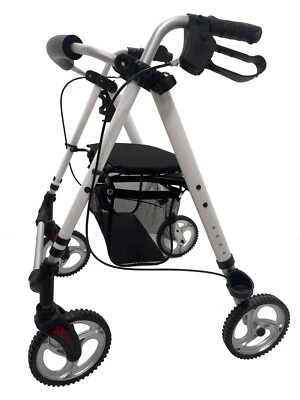 Lightweight Alloy Rollator Folding Mobility Walker with Seat Zimmer Frame- 9288
