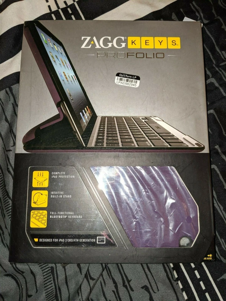 Portafolio de teclas Zagg - Protector iPad con teclado - Púrpura - Nuevo Foto 1 de 3