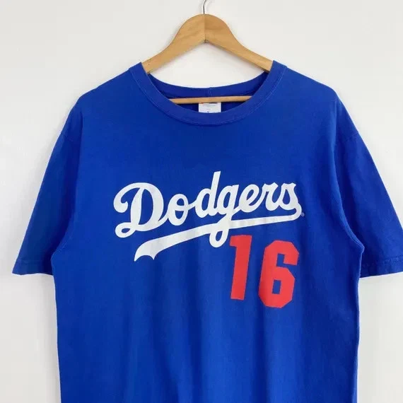 90s MLB Los Angeles Dodgers ‘Hideo Nomo’ T-Shirt Print Logo Blue AN62082 - Изображение 1 из 1