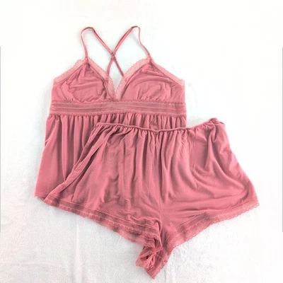 Victoria's Secret Babydoll Cami Pantalones Cortos Encaje Recortado Camisón Conjunto Para Mujer XLCoral Foto 1 de 4