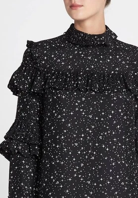 Mini Vestido Marco 100% Seda Volantes Diamantes y Estrellas Fiesta Celestial Negro $624 Foto 1 de 4