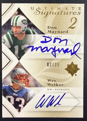 WES WELKER DON MAYNARD 2008 Ultimate Collection Autograph Dual Signatures 02/35 - Image 1 of 2