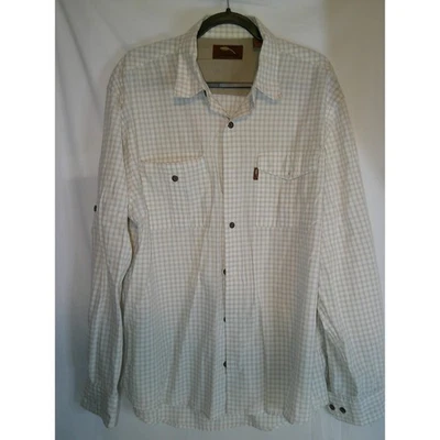 Camisa Bob Timberlake de tela para hombre L beige a cuadros manga larga con botones Foto 1 de 3