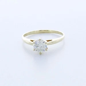 0.7CT Lab-Created Diamond E/VVS2 Round Cut 14K Gold Prong Classic Solitaire Ring - Picture 1 of 4