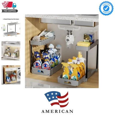 Innovadores organizadores de cajón deslizable debajo del fregadero - resistentes al óxido y a los arañazos Foto 1 de 4