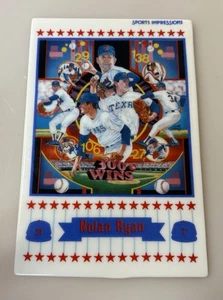 TARJETA DE BÉISBOL DE PORCELANA SPORTS IMPRESSIONS NOLAN RYAN 300WINS *FALTA CERTIFICADO DE AUTENTICIDAD - Imagen 1 de 4