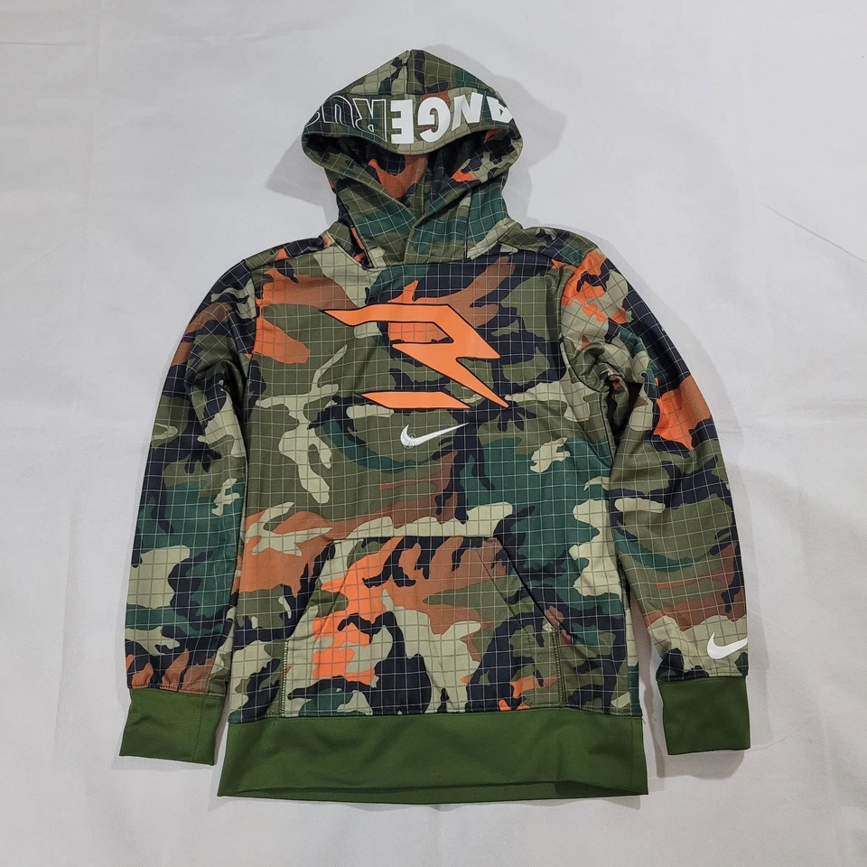Nike Hoodie Boy's Large Green Orange Camouflage Russell Wilson DangeRuss Logo - Image 1 of 4