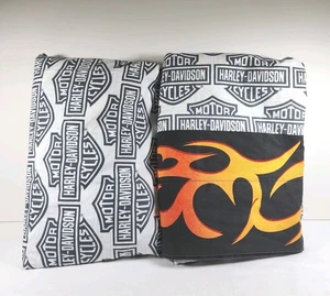 Harley Davidson Flame Rider Fireball Twin Flat and Fitted Sheet 64x92 Vintage - Picture 1 of 2