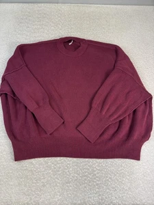 Free People Sweater Womens Medium Burgundy Ribbed Knit Pullover Long Sleeve Boho - Picture 1 of 7