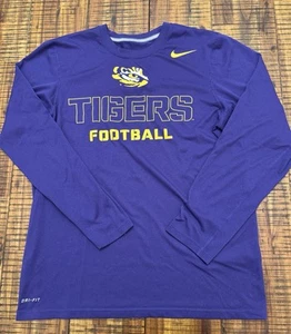 Nike LSU Tigers Football Long Sleeve Dri-fit Shirt Men Medium Purple - Picture 1 of 12