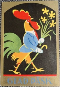 Happy Easter 1940s Rooster Fantasy art deco style colorful - Picture 1 of 3
