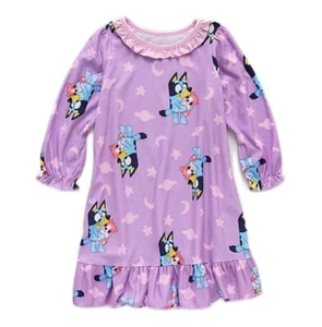 Bluey and Polly Puppy Bedtime Big Girl's Soft Purple Nightgown, Gown - Picture 1 of 5