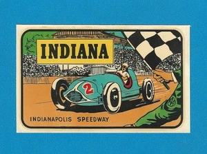 VINTAGE ORIGINAL 1949 SOUVENIR "INDIANAPOLIS SPEEDWAY" INDIANA TRAVEL DECAL ART - Picture 1 of 2