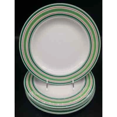 Juego de 4 platos de cena Studio Nova rojo/verde HOLIDAY CARDINAL rayas LM218 11" Foto 1 de 4