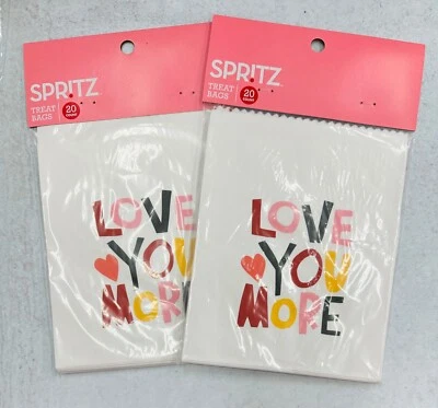 40 (2 paquetes / 20) bolsas de papel para fiestas de San Valentín Love you more & Hearts 5"x7" Foto 1 de 2