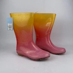 Cat & Jack Cece Regenstiefel Kinder 5 rosa wasserdicht einfache Griffe runde Spitze - Bild 1 von 6