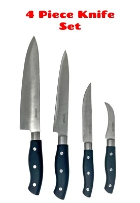 Juego de 4 cuchillos de acero inoxidable cuchillo de cocina para pelar frutas deshuesado chef Foto 1 de 4