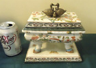 Signed Vintage Wong Lee Porcelain Box with Duck Finial with Lid