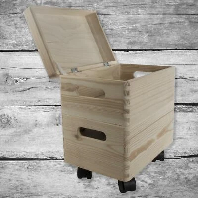 Set of 2 Small Wooden Stackable Storage Boxes| 30 X 20 X 32 cm |Decorative Pine - Image 1 of 4