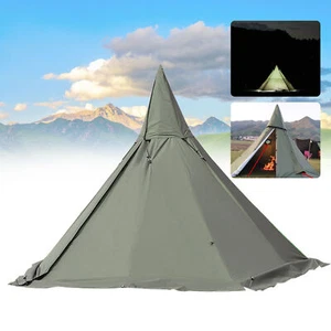 Green Travel Teepee Tent 2-Door Camping Equipment Portable 4-Season Pyramid Tent - Picture 1 of 13